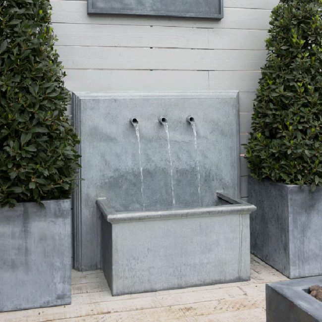 Square Plate Belgian Zinc Water Feature