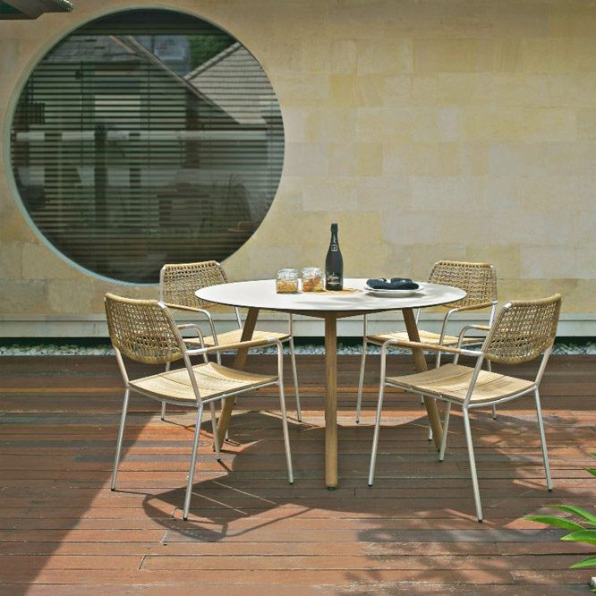 Luxury Outdoor Dining Furniture Melbourne Australia - Mamagreen Bono Dining Table With Meika Stacking Chairs