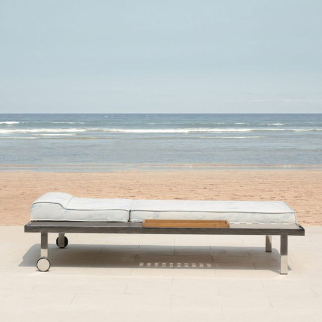 Luxury Outdoor Lounge Furniture Melbourne Australia - Mamagreen Albatross Multi-Position Sunbed With Side Tray - Fully Reclined Position