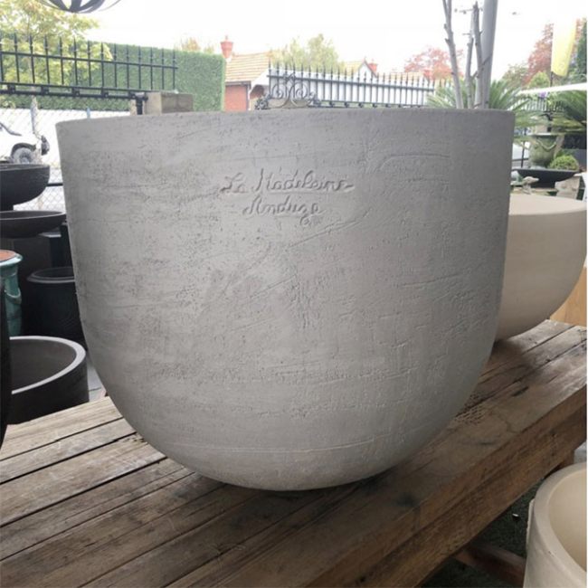 Large Contemporary French Bowl With Natural Matt Light Grey Textured Finish At Shop