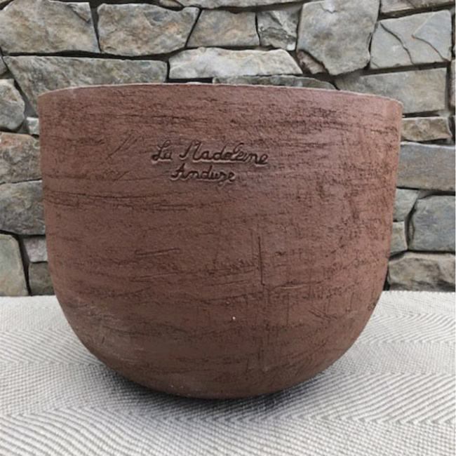Large Contemporary French Bowl With Natural Matt Red-Brown Textured Finish At Shop from Anduze France