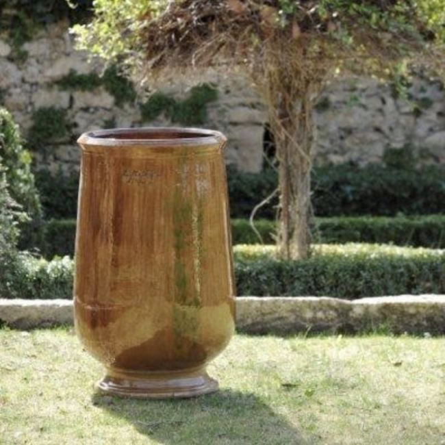 Large Classic French Jar Jarre Pot Urn in Flamme Flamed Effect Finish - Jarre a Huile from Anduze France