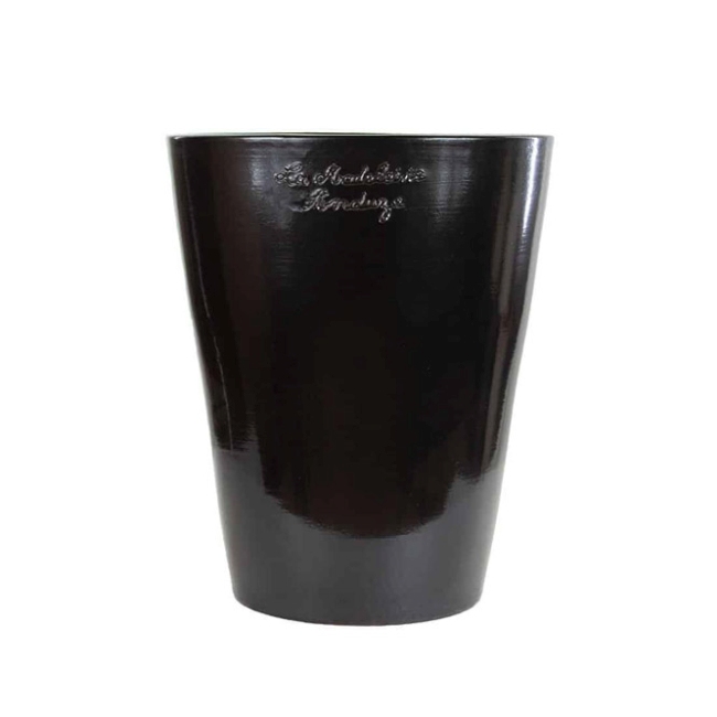 Large Black Contemporary Mazagran French Pot With A Glaze Finish from Anduze France