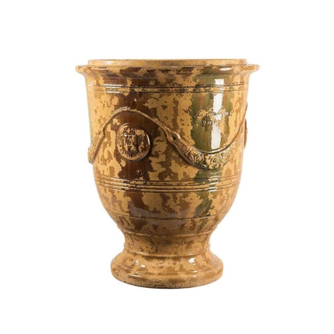Traditional Classic Flamme Flamed French Pot Urn With Rustic Finish from Anduze France