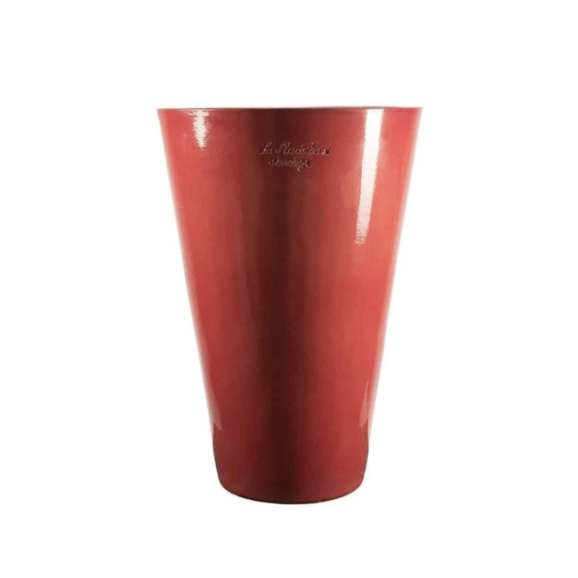 Extra Large Light Red Contemporary Mazagran French Pot With A Glaze Finish from Anduze France