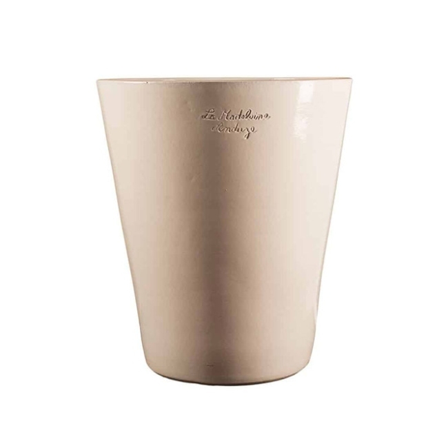 Large White Contemporary Mazagran French Pot With A Glaze Finish from Anduze France