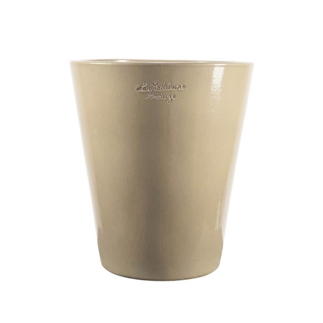 Large Beige Contemporary Mazagran French Pot With A Glaze Finish from Anduze France
