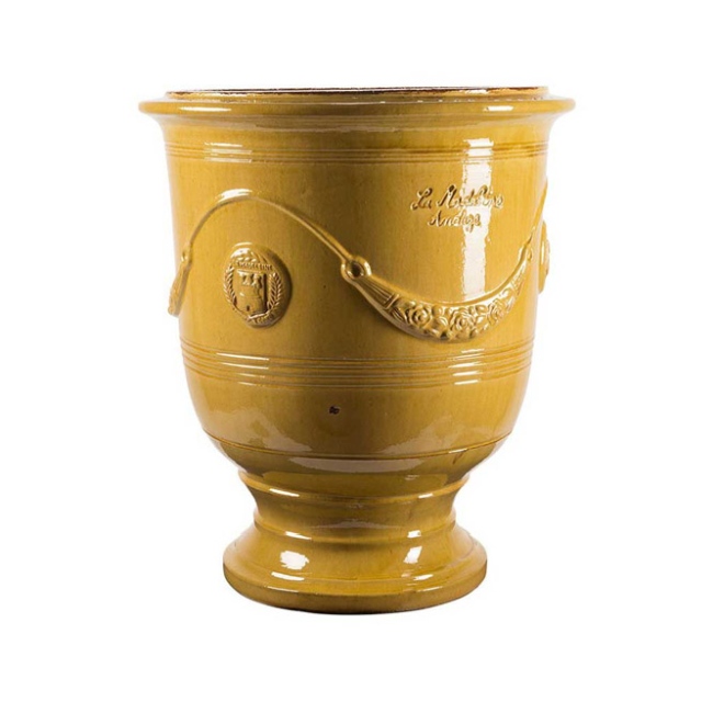 Large Yellow Classic French Pot With A Glaze Finish