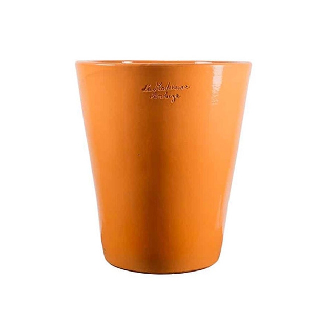 Large Orange Contemporary Mazagran French Pot With A Glaze Finish from Anduze France