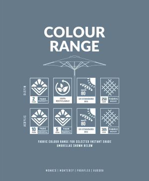 Outdoor umbrella colour options