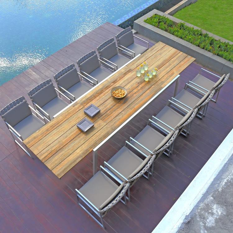 commercial outdoor tables in reclaimed teak